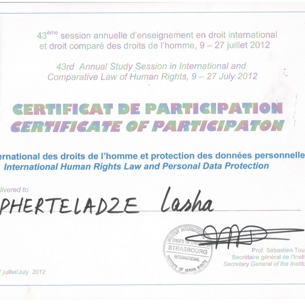Human Rights strasbourg certificate-1