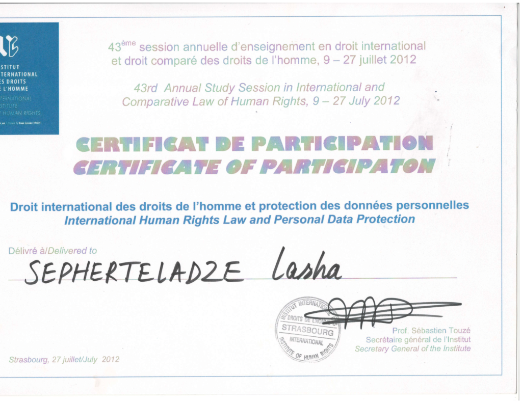 Human Rights strasbourg certificate-1
